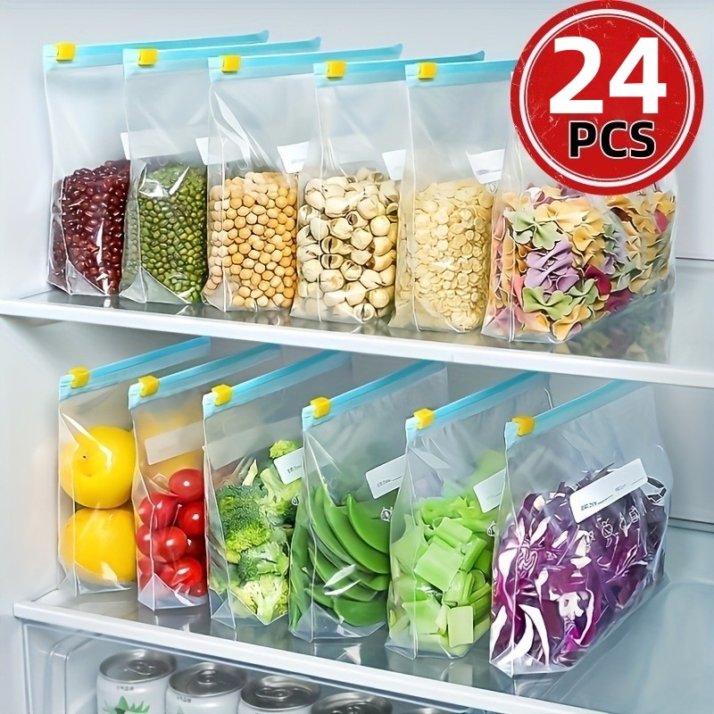 Reusable Produce Bag - 24Pcs Reusable Ziplock Food Storage Bags,